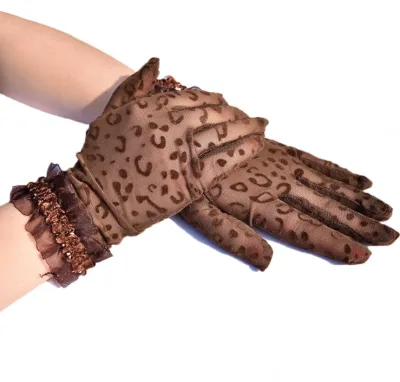 Women's SAILING Vintage Short Leopard Lace Breathable Polyester & Lace Wedding Bridal Gloves 2025