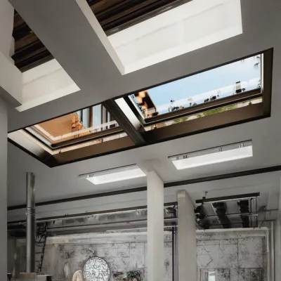 For Fuson Customized Motorized Skylight Roof Window Glazed Glass Aluminium Cured Top Skylights Automatic Open Style for Sale