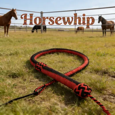Handmade Professional Bullwhip Traditional Braided Horse Whip for Training & Equestrian Use Durable Lash