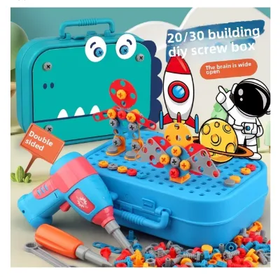 Tool Toy Kidsren's Unisex Electric Screw Drill Set Plastic Electric Screw Tool Box Educational Removable Disassembly