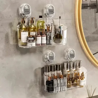 No-drill Bathroom Suction Storage Box, Powerful Suction Cup Storage Rack Corrugated Suction Cup Storage Holder Shower Shelf