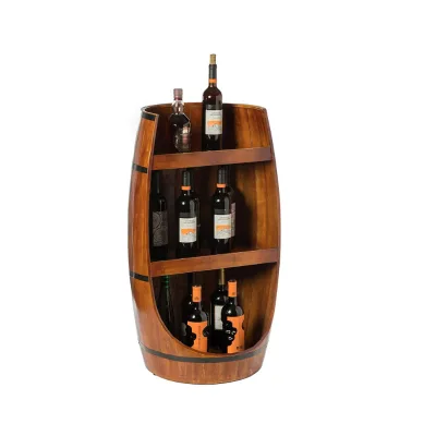 Rustic Wooden Wine Cask Display Rack Storage Rack