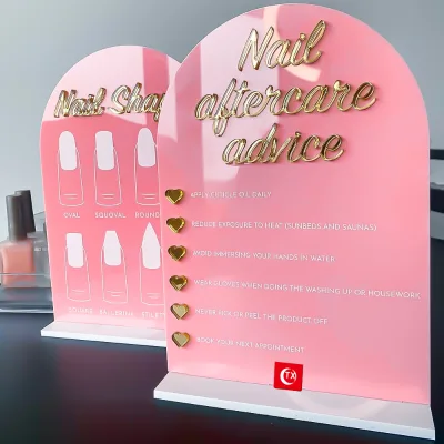 Acrylic Nails Salon Display Shape Choice Sign Post Care Nail Stand Nail Tech Supplies