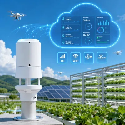 YGC IoT 6 in 1 Weather Monitoring Station Sensor Support 4G LoRa Lorawan WiFi MQTT JSON API Integration RS485 Modbus