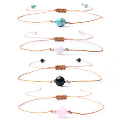 8mm Handmade Adjustable Rainbow Moonstone Gemstone Bracelet Friendship Bracelet Custom Fashion Bracelet
