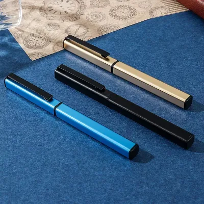 Customized High-end Business Square Metal Roller Pen Custom Logo Gold Signature Pen Custom Logo Gift