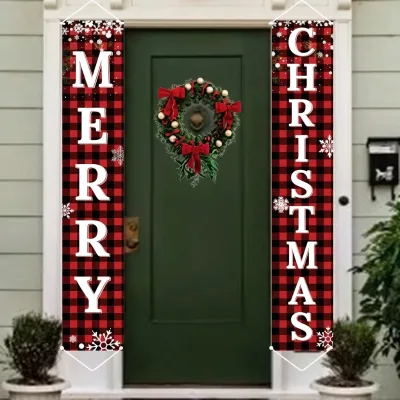 Custom 300D Oxford Door Curtain Christmas Decorations Outdoor Yard Front Porch Sign Set Fade Resistant Foldable Living Room