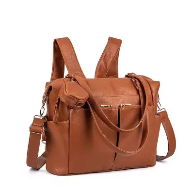 Multifunction Fashion Large Leather Travel Bag Ladies Tote Wallet Bag Baby Diaper Belt Mom Easy Carry Bag Backpack