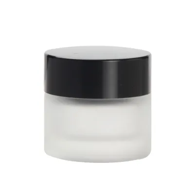Best Packing Supplier Custom Eco Friendly Cosmetic Frosted Glass Jar With Plastic Black Cap