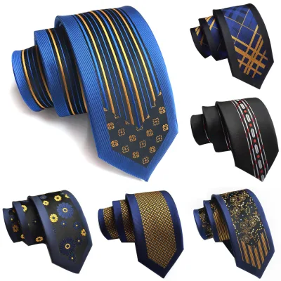 Silm 6cm Luxury Noble Line Necktie for Wedding Party Formal Fashion Men Suits Ties Narrow Necktie Flowers Pattern Men's Necktie