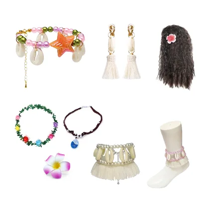 TV & Movie Cosplay Moana Princess Necklace Pendant Hawaii Flower Garland Headdress Flower Clip Wig Simea Foot Bracelet Accessory