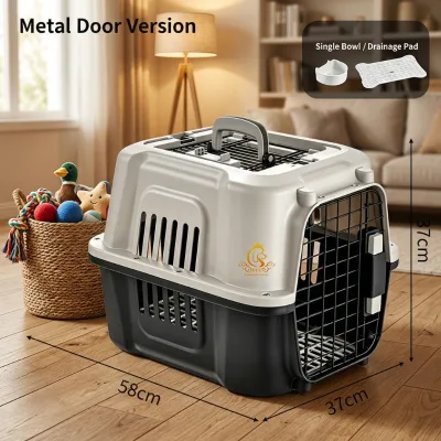 EUR PET Modern New Durable Large Plastic Cat Box With Animal Pattern Solid Iron Small Pet Travel and Air Box Outdoor Pet Carrier