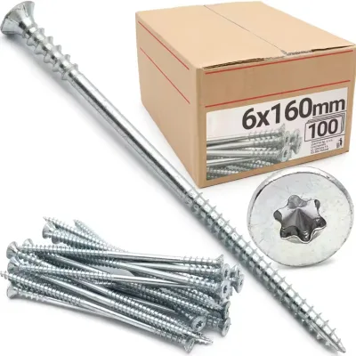 Pack of 100 Alloy Steel Spacer Screws M6 Thread Flat Head 6 X 160 mm Galvanised