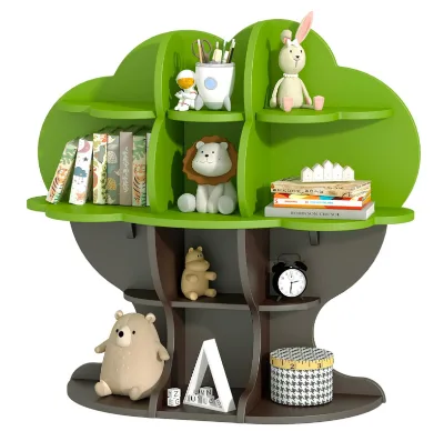 New Design Kids Bookshelf with 4-Tier Diversified Storage Shelves Baby Book Display Shelf Tree Kids Bookshelf