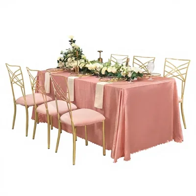French-style Banquet Wedding Tablecloth Light Luxury Style Waterproof Wear-resistant Polyurethane Spandex pink Solid Color Hotel
