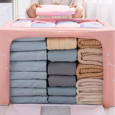 Vinyl Capacity Clear Window Clothes Storage Bag Organizer Fabric Single Stainless Steel Foldable Storage Box Home Appliance >10