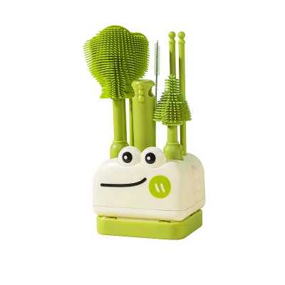 Silicone Baby Bottle Brush Cleaner Storage Base 360-Degree Cleaning No Dead Space Pacifier Brush Included