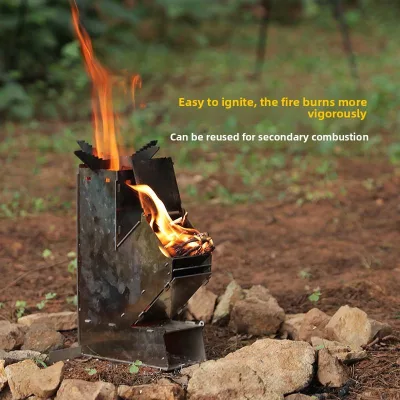 Thickened Stainless Steel Modern Portable Rocket Stove Detachable High Efficiency Wood Burning Camping Stove All Seasons Outdoor