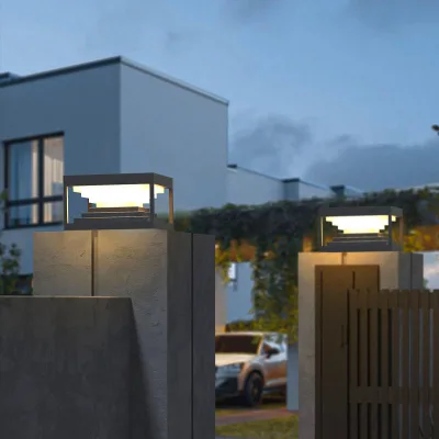 Waterproof IP65 Street Garden Bollard Lamp Outdoor Stainless Steel Solar Pillar Post Light