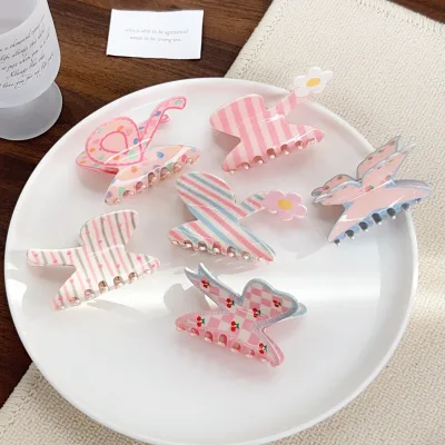New Hair Claw Clip pink butterfly Claw Clips Hair Acrylic Sweet Girl Hair Clip Headdress Woman