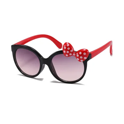 Fashion 5-10 Years Old Silicone Children's Bow Tie Polarized Sunglasses Anti-UV Girls Glasses Festival Eyewear Shades