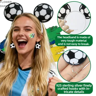 2026 Football Party Decoration Football Sports Events Hair Accessories Earring Stickers Felt Hoop Soccer Pattern for Decoration
