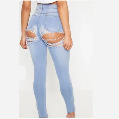Women Sexy Jeans Skinny Denim Pants Women Blue Hole Sexy Jeans