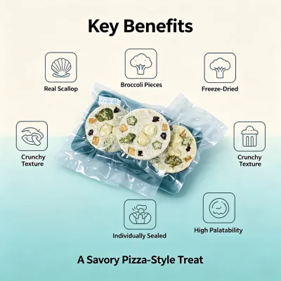 Natural Superfood Treat For Dogs High Protein Dried Scallop Broccoli Digestible Wholesale Freeze Dried Scallop Broccoli Pizza