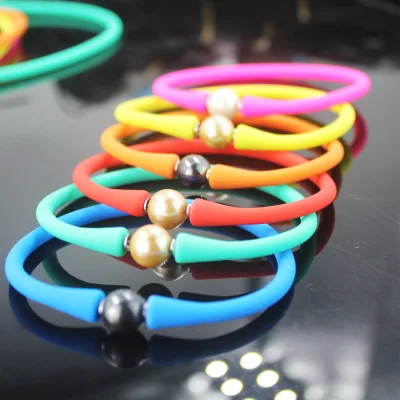 2021 New Arrival Best Quality Colorful Pearl Anion Silicone Bracelet with Hand Silicone Bracelets with Pearl Necklace