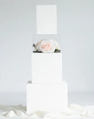 Wholesale Hollow Square Acrylic Cake Floral Box, Custom Clear Lucite Wedding Cake Tier Separator Riser