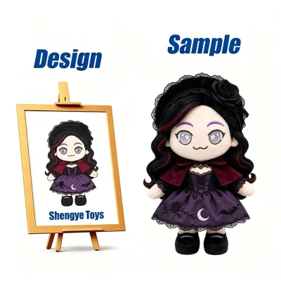 Shengye Reliable Supplier Custom Made Pretty Halloween Theme Gothic Girl Plush Figure Toy for Store Kid Holiday Party Gift