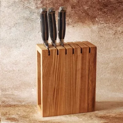 Rustic Custom Knife Storage Rack Natural Wood Knife Holder for Home Kitchen Decor