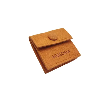 Recyclable Customizable Custom Logo Package Microfiber Drawstring Woven Label Snap Button Pouch Bags Jewelry Earrings Bag