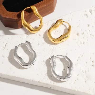 Vintage Hypoallergenic Tarnish Free Jewelry 18K PVD Gold Plated Waterproof Stainless Steel Irregular Geometric Earrings