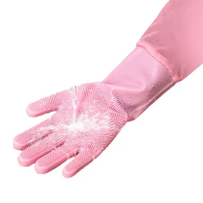 High Quality Cheap Price Long Silicone Dishwashing Gloves Waterproof Extra Grip Long Cuff Design