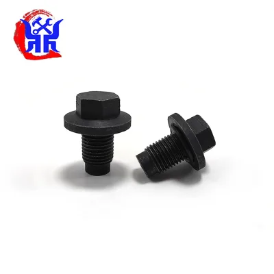 Engine Oil Drain Plug, Hex Flange Oil Pan Screw With Sealing Ring