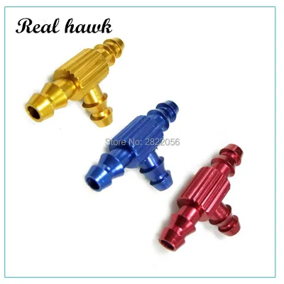 AD 2pcs 3Color Small Size 3 Way/Three-Way T Type Fuel Jointer D6xD3.2xL21mm Without Fuel Filter for RC Gasoline Airplane