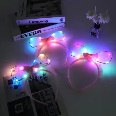 Wholesale Princess Girls Kid Birthday Party Decoration Led Headband Flashing Light up Bow Headbands