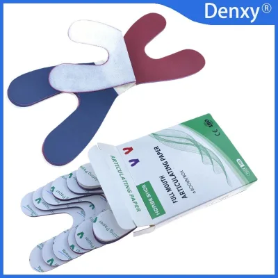 Denxy Dental Articulating Paper Thick & Thin Horseshoe Shaped Bite Papers for Oral Therapy Bite Analysis 6books/box