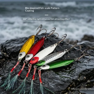 Zinc Alloy Laser Shine Jig Lure Double Hook Simulated Small Fish Bait Shore Saltwater Fishing