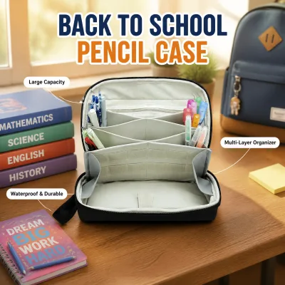 Large Capacity EVA Hard Shell Pencil Case Waterproof Shockproof Durable Zipper Portable Organizer Customizable Color Logo Modern