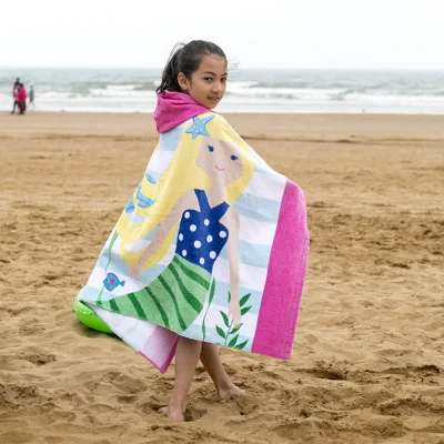 100% Microfiber Super Soft Hooded Beach Towels Large Size Printed for Kids Girls High Quality Knitted Hooded Towels for Cars