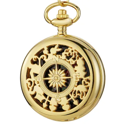 Compass Fashion Vintage Design Outdoor Activities Camping Hiking Portable Compass Pocket Watch with Hook Waist Chain Gifts