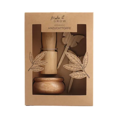 BespritGift New Arrival Gardening Supplies Custom Bamboo Marker & Wooden Paper Pot Presser Garden Tool Gift Set for Home Garden