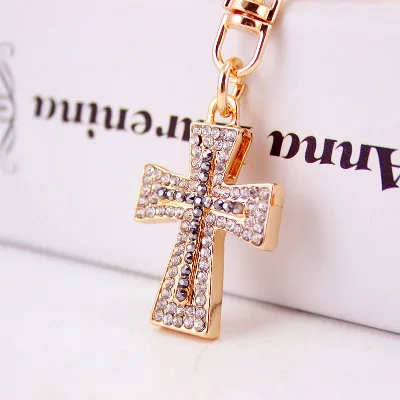Cross Crystal Keychain Keyring Jesus Christian Catholic Rhinestone Key Chain Car Bag Key Holder for Men Women Chaveiro Jewelry