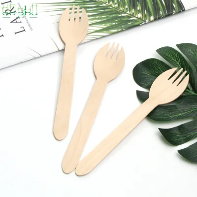 Wooden Spoon Fork Utensil Soup Teaspoon Tableware for Desserts Salad Household Wooden Fork Kitchen Cooking Tools