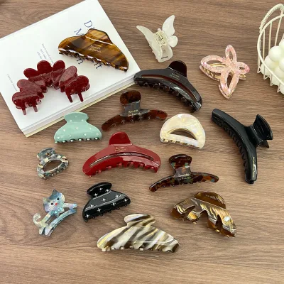 Acetate Large Shark Hair Claw Hairpin with Geometric Design Daily Use Women's Fashion Hair Accessories