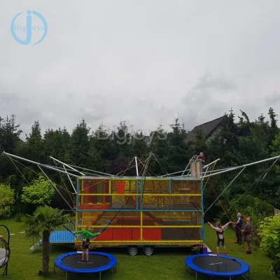 Hot Sale Mobile Trailer Mounted With Bungee Trampoline Rock Climbing Wall Playground