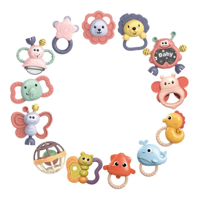 Hot Selling Cross-Border Baby Rattle Toy Soft Musical Plastic Plush Material 0-1 Year Old Newborn Teeth Grasp Hand Rattle