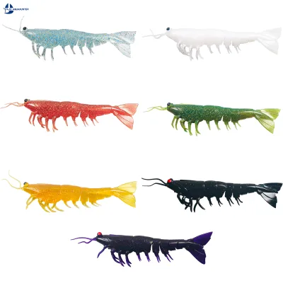 TPE Soft Shrimp Lure Multi Jointed Bionic Live Prawn Glitter Dynamic Swimming Bait Saltwater Freshwater Bass Fishing Tackle